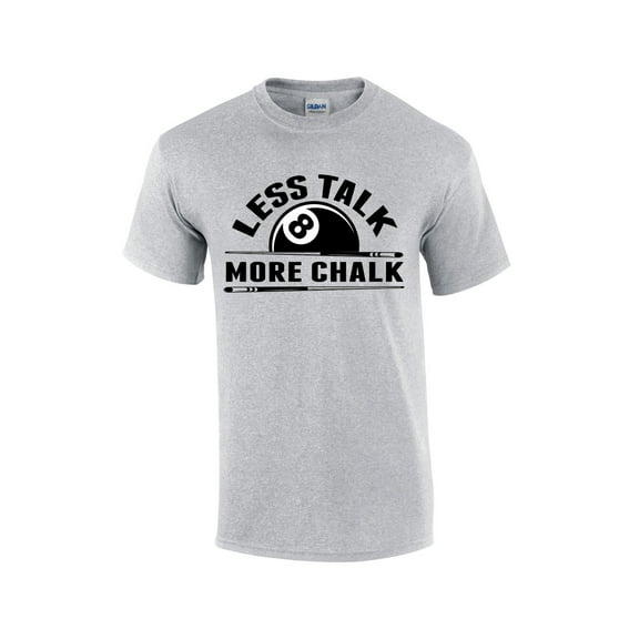 Men's Funny Billiards T-shirt Less Talk More Chalk Pool Player Short Sleeve Graphic Tee-Sports Grey-large