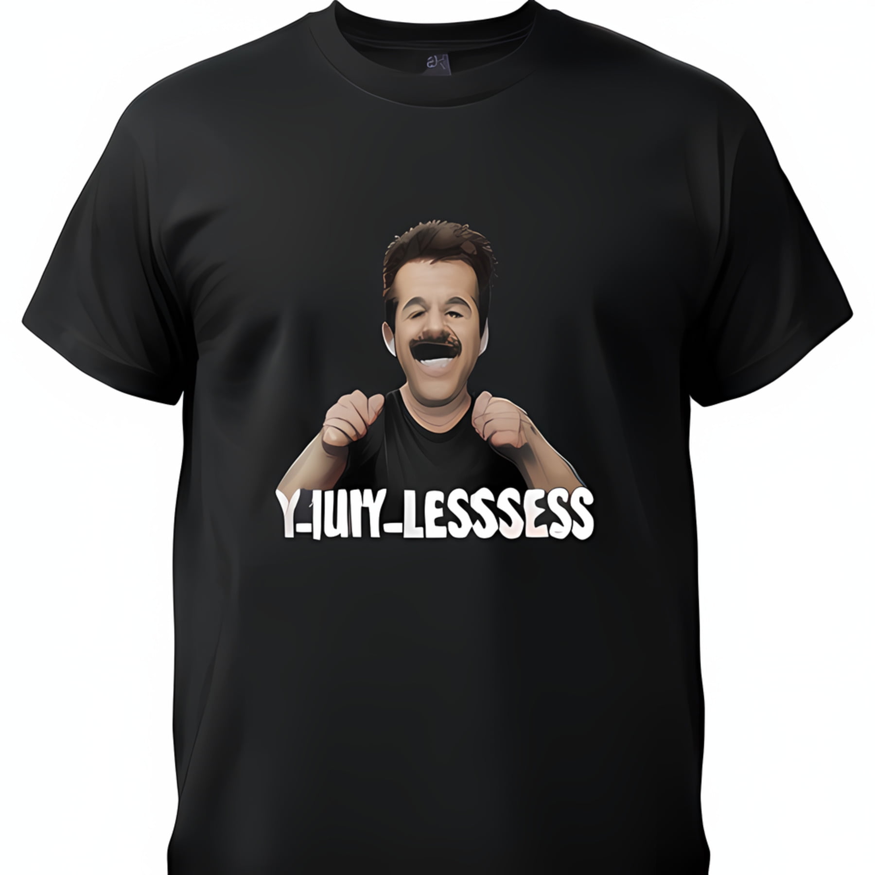 Men's Funny Black T-Shirt with Playful Cartoon Design Man Excitement ...