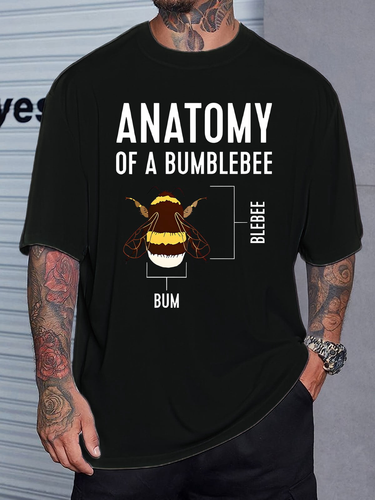 Men's Funny Bumblebee Anatomy Chart T-Shirt - Insect Labeled Diagram ...