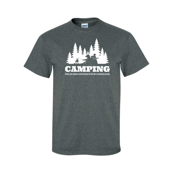 Men's Funny Camping Short Sleeve T-shirt-Heather Grey-Large