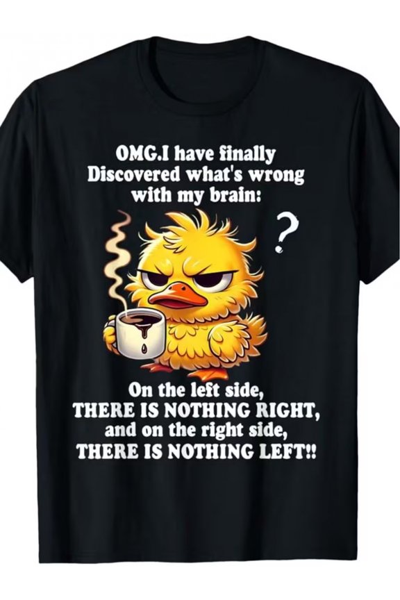 Men's Funny Cartoon Humorous Angry Duck Coffee Graphic T-Shirt