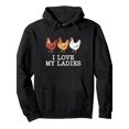 thumbnail image 1 of Men's Funny Chicken Farming Hoodie - I Love My Ladies Pullover Sweatshirt with Chicken Graphic, Soft Fleece Lining Hooded Sweater for Poultry Lovers, Chicken Farmers, Casual Casual Attire - Black wit, 1 of 7