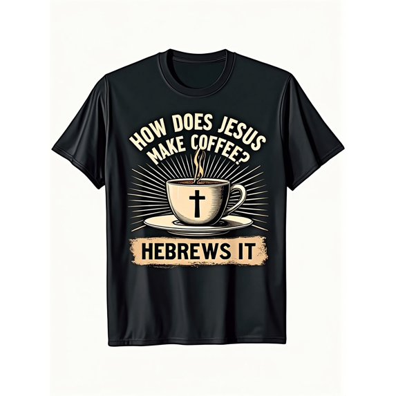 Men's Funny Christian T Shirt How Does He Brews It HeBrews It!