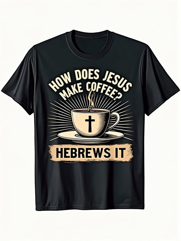 Men's Funny Christian T Shirt How Does He Brews It HeBrews It!