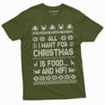 thumbnail image 1 of Men's Funny Christmas Food and WIFI T-shirt Christmas gift humorous saying tee shirt (3X-Large Military Green), 1 of 7
