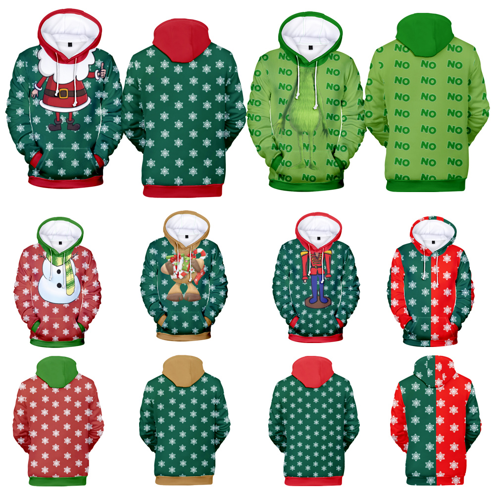 Men’s Funny Christmas Sweater Novelty 3D Graphic Sweatshirts Hoodie