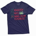thumbnail image 1 of Men's Funny Christmas T-shirt mind your business Santa Xmas funny Tee shirt for him (Large Navy Blue), 1 of 7