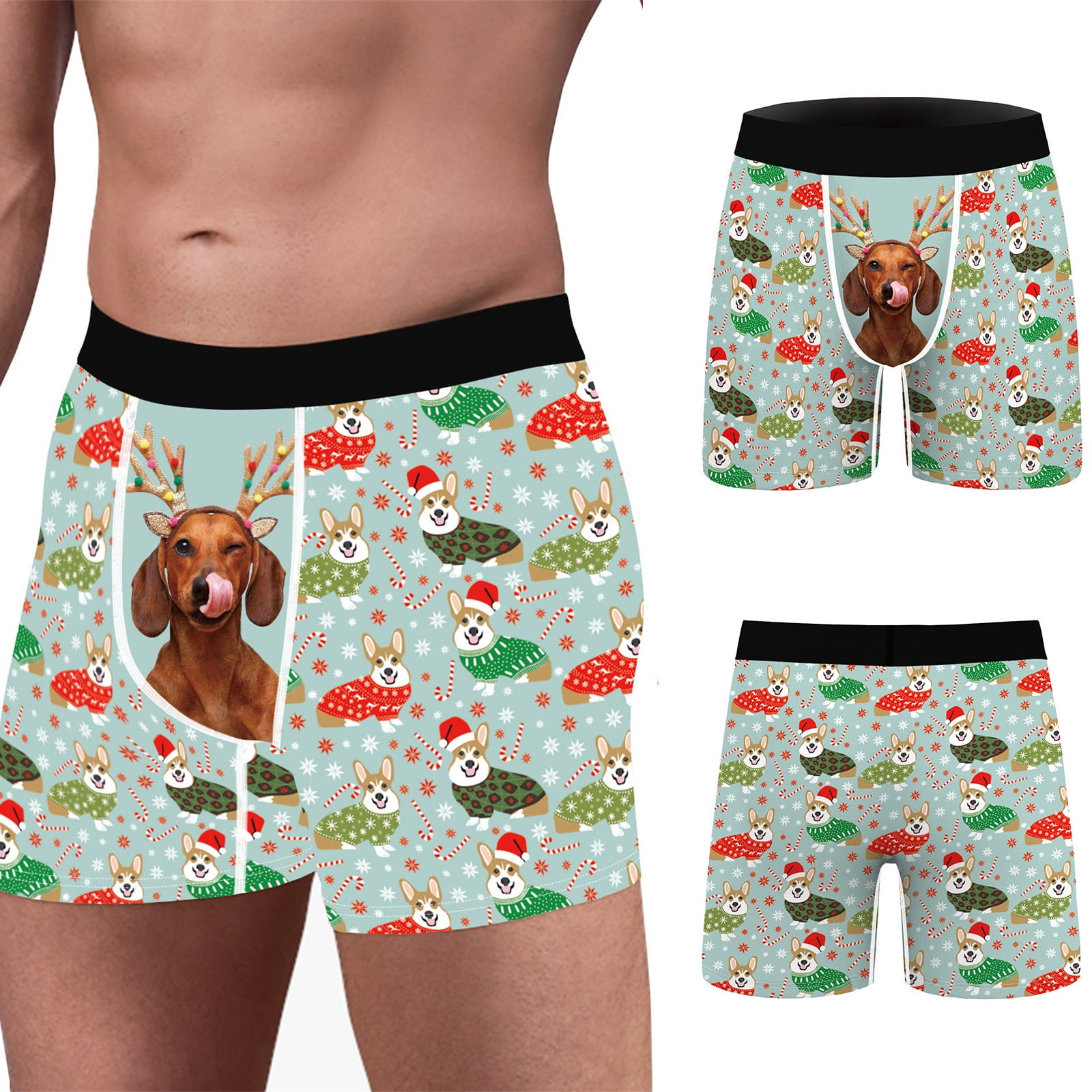 Men's Funny Christmas Underwear, Hilarious Xmas Boxer Briefs