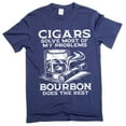 thumbnail image 1 of Men's Funny Cigars and Bourbon T-shirt Father's day tee shirt gift Birthday Papa grandpa tee shirt (X-Large Navy Blue), 1 of 6