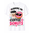 thumbnail image 1 of Men's Funny Coffee and Donuts Graphic T-Shirt, Cute Food Lover Cartoon Print, Casual Crew Neck Short Sleeve Tee, 1 of 9