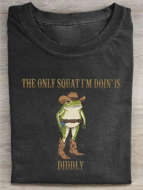 Men's Funny Cowboy Frog Diddly Squat Graphic T-Shirt