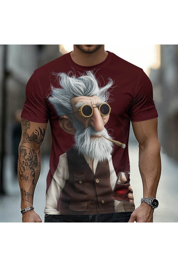 Men's Funny Elderly T-shirt Short Sleeved T-shirt Round Neck Shirt Casual Daily Street Top Men's Top
