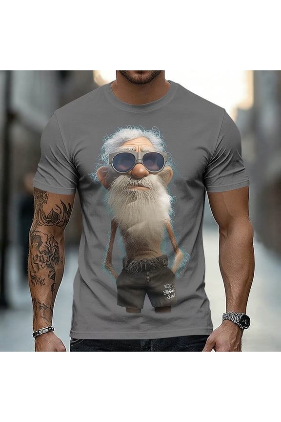 Men's Funny Elderly T-shirt Short Sleeved T-shirt Round Neck Shirt Casual Daily Street Top Men's Top