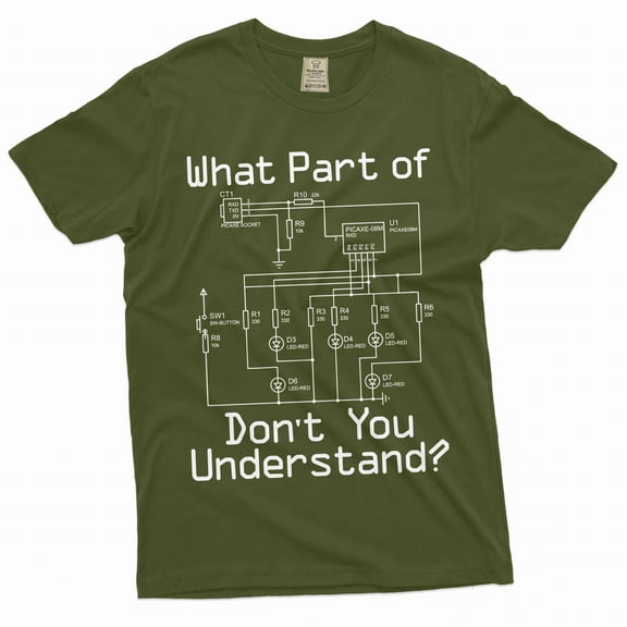 Men's Funny Electrician T-shirt electrical wiring diagram husband dad gift tee shirt (Large Military Green)