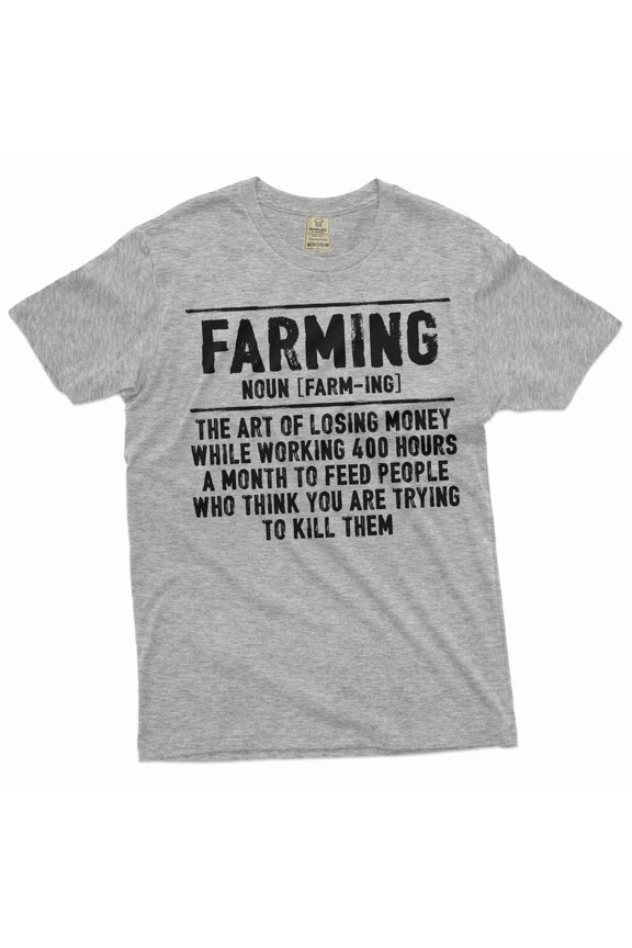 Men's Funny Farming definition T-shirt sarcastic sarcasm farmer gift Birthday tee shirt for him (Small Grey)