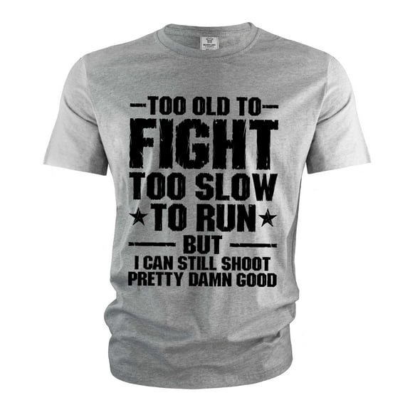 Men's Funny Father's day Grandpa Dad T-shirt too old to fight sarcastic tshirt (Large Grey)