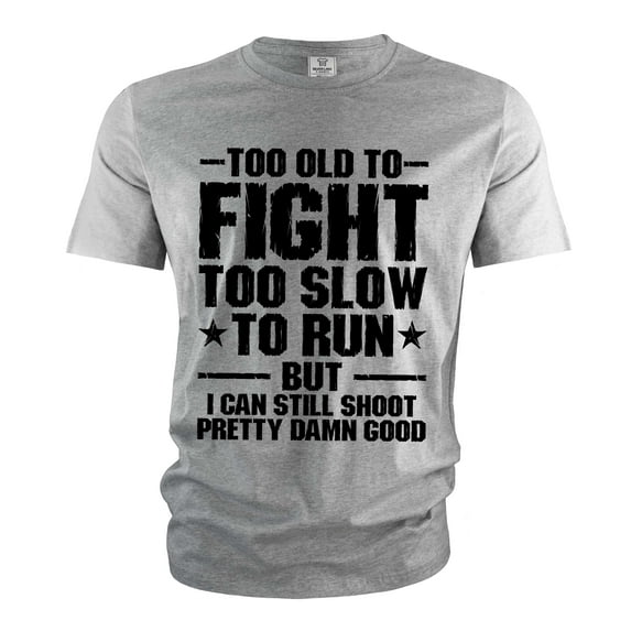 Men's Funny Father's day Grandpa Dad T-shirt too old to fight sarcastic tshirt (X-Large Grey)