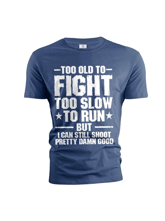 Men's Funny Father's day Grandpa Dad T-shirt too old to fight sarcastic tshirt (X-Large Navy Blue)