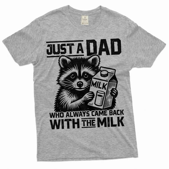 Men's Funny Father's day T-shirt Dad with milk sarcastic humor father papa short sleeve cotton shirt (4X-Large Grey)