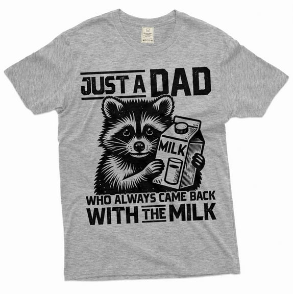 Men's Funny Father's day T-shirt Dad with milk sarcastic humor father papa short sleeve cotton shirt (Large Grey)