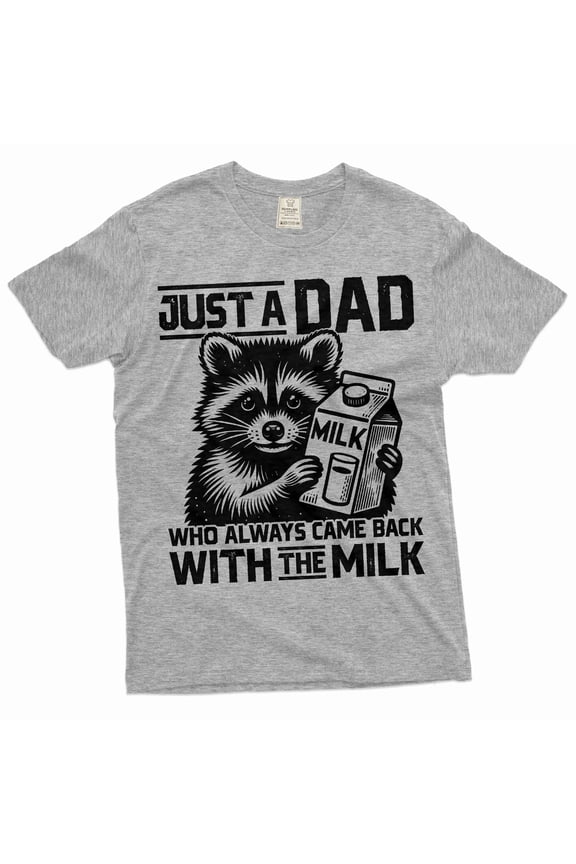 Men's Funny Father's day T-shirt Dad with milk sarcastic humor father papa short sleeve cotton shirt (Small Grey)