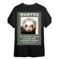 thumbnail image 1 of Men's Funny Ferret Wanted Poster Graphic T-Shirt - Short Sleeve, Black Cotton, Casual Round Neck Tee, 1 of 5