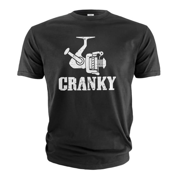 Men's Funny Fishing T-shirt Cranky fishing reel cranky funny papa dad grandpa Father's day Gift tee (X-Large Black)