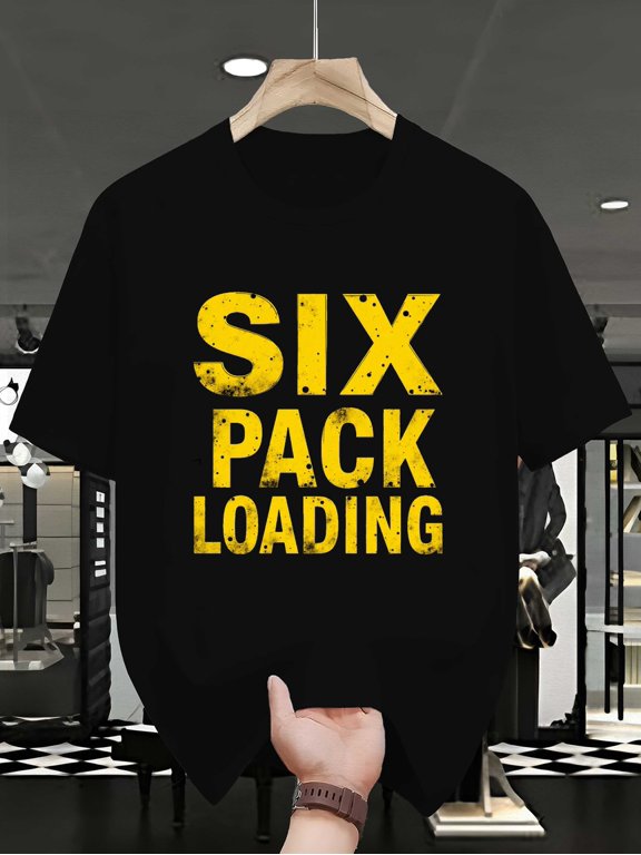 Men's Funny Fitness Gym Six Pack Loading Graphic T-Shirt