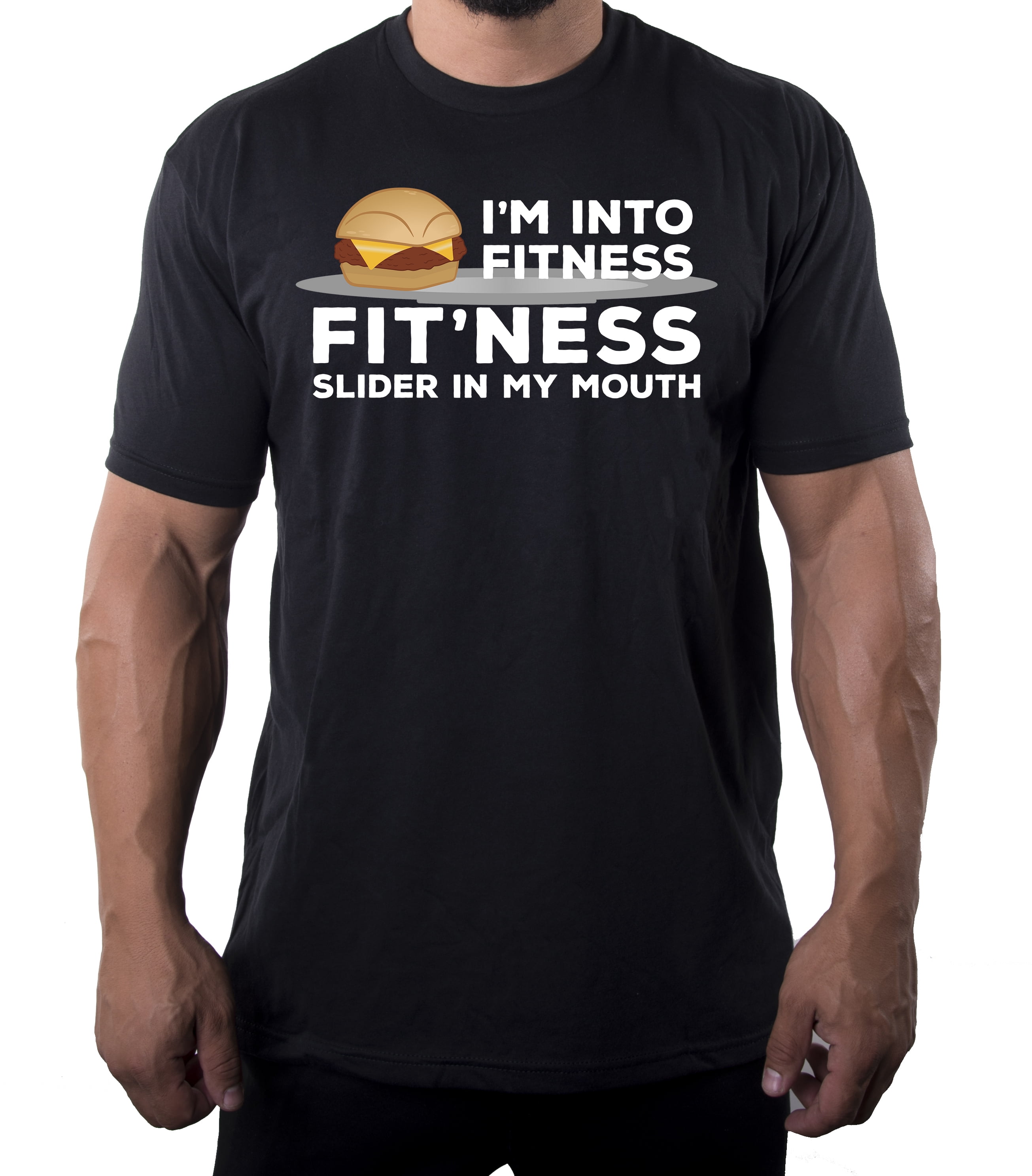 Men's Funny Fitness Slider T-shirts, Funny Graphic T-shirts, Gym T-shirts -  Black MH200FOOD S3 4XL 