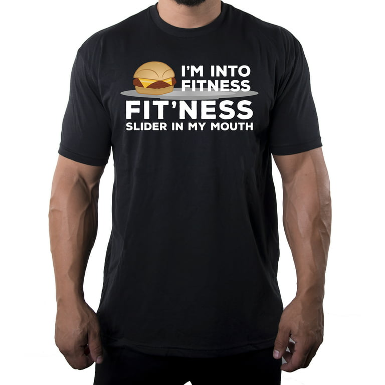 Men's Funny Fitness Slider T-shirts, Funny Graphic T-shirts, Gym T-shirts -  Black MH200FOOD S3 4XL 