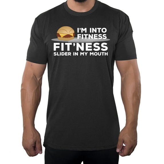 Men's Funny Fitness Slider T-shirts, Funny Graphic T-shirts, Gym T-shirts - Charcoal MH200FOOD S3 S