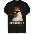 thumbnail image 1 of Men's Funny Fried Chicken Graphic T-Shirt, Vintage Retro Chicken with Sunglasses Tee, Casual Short Sleeve Cotton Crew Neck Graphic Shirt, 1 of 5