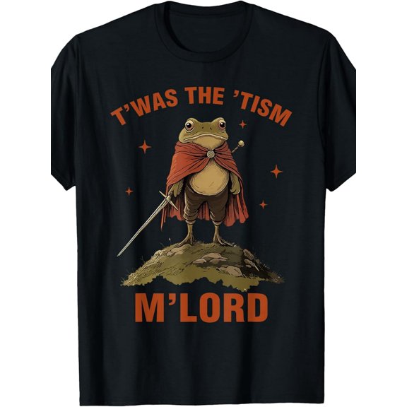 Men's Funny Frog Knight Graphic Cotton Meme T-Shirt
