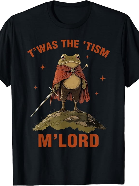 Men's Funny Frog Knight Graphic Cotton Meme T-Shirt