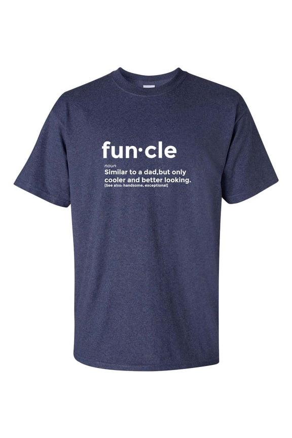 Men's Funny Funcle Similar To A Dad But Cooler Uncle Short Sleeve T-shirt-Heather Navy-large