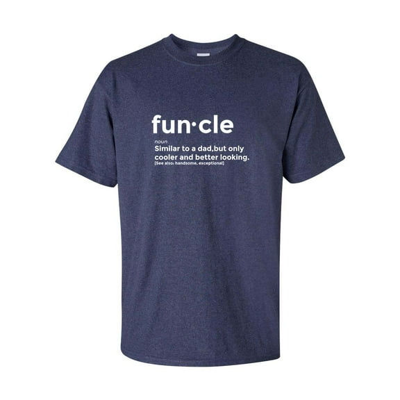 Men's Funny Funcle Similar To A Dad But Cooler Uncle Short Sleeve T-shirt-Heather Navy-small