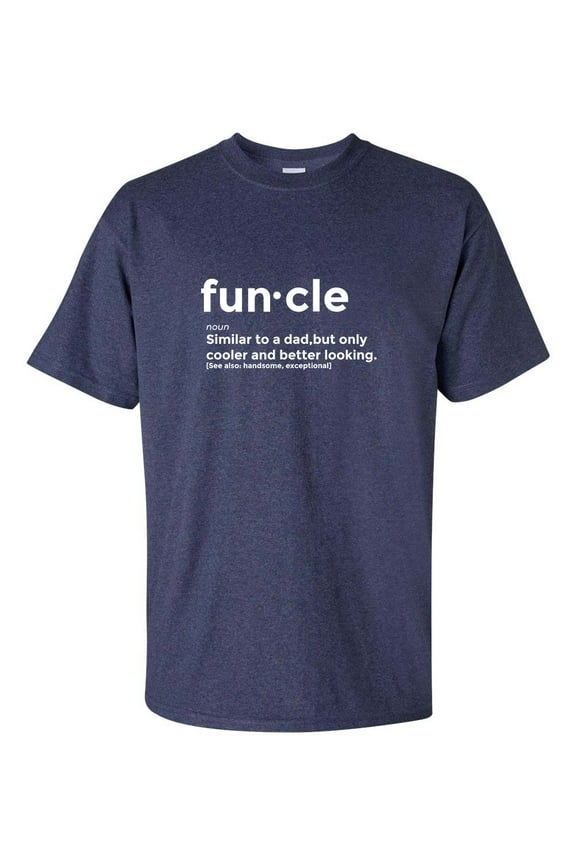 Men's Funny Funcle Similar To A Dad But Cooler Uncle Short Sleeve T-shirt-Heather Navy-xl