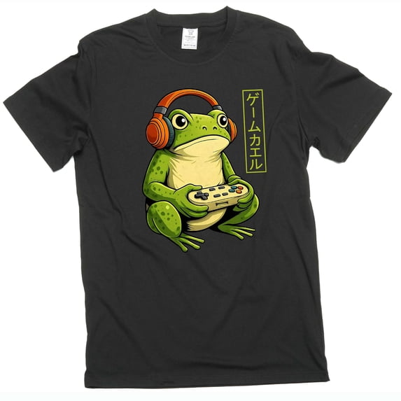 Men's Funny Gamer Frog T-shirt Japanese style Game frog with controller video gaming tee