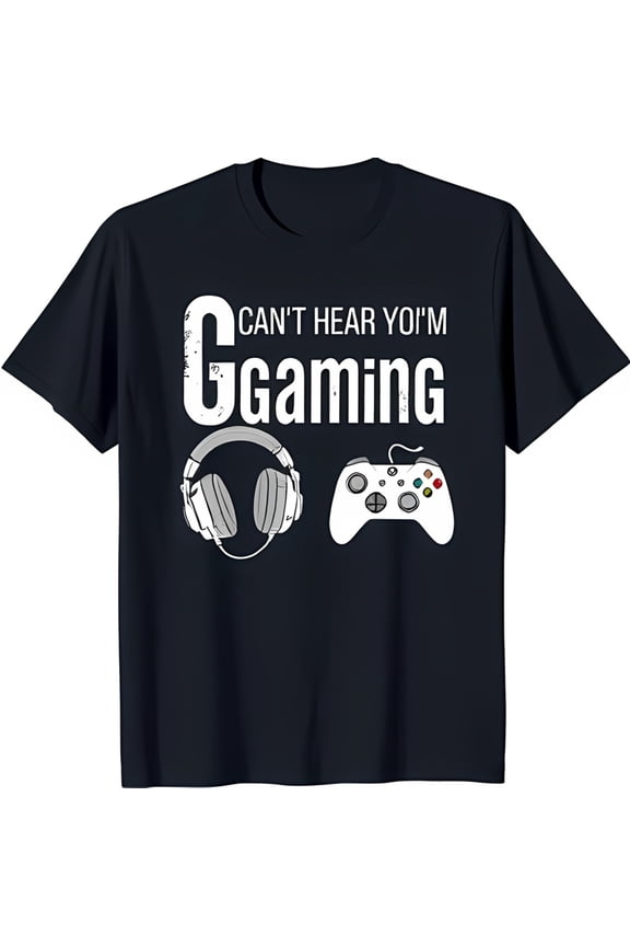 Men's Funny Gaming Controller Headset Graphic Cotton T-Shirt