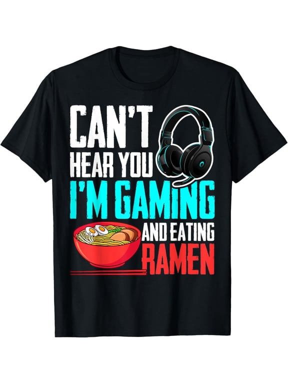Men's Funny Gaming Ramen Noodle Graphic T-Shirt