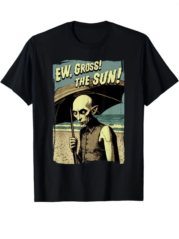 Men's Funny Gothic Vampire Sun Umbrella T-Shirt
