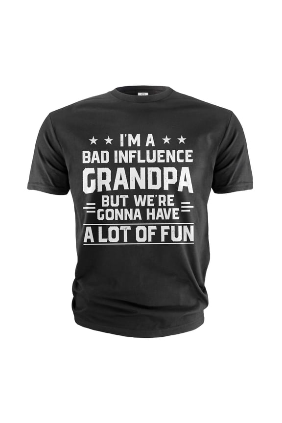 Men's Funny Grandpa Shirt Bad Influence Grandpa Tee Grandfather Humorous Gifts Grandpa Joke Tee