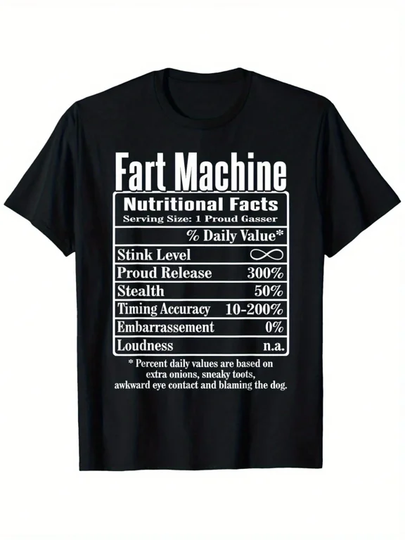 Men's Funny Graphic Nutritional Facts Fart Machine T-Shirt