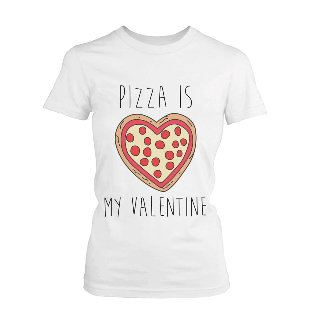 Men's Funny Graphic Tees Pizza Is My Valentine White Cotton T