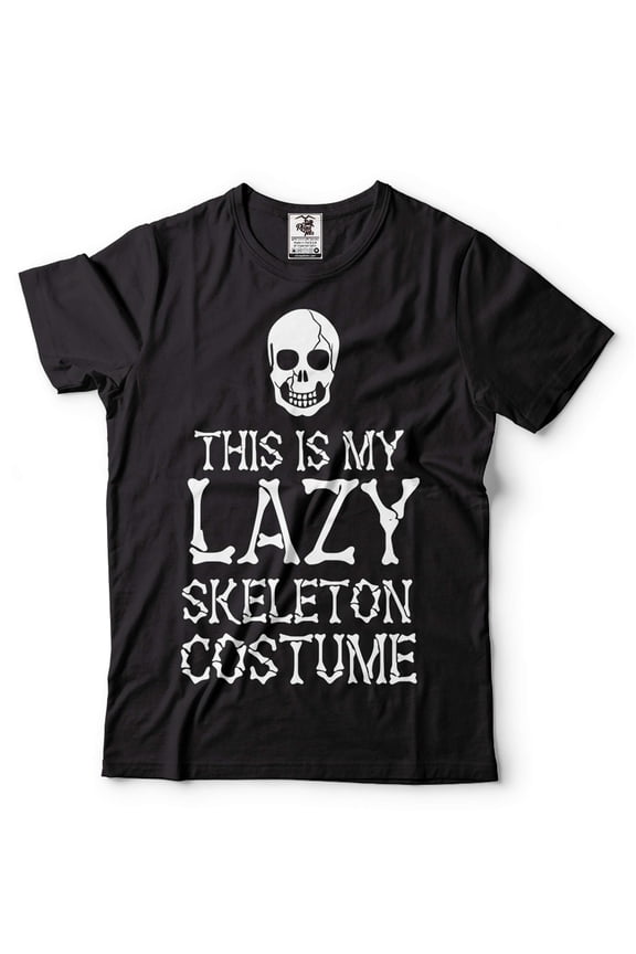 Men's Funny Halloween Costume Lazy Skeleton Shirt This Is My Lazy Skeleton Costume (4X-Large Black)