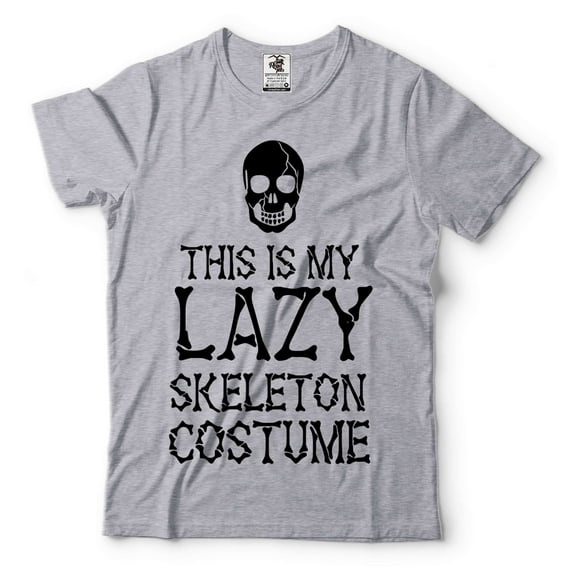 Men's Funny Halloween Costume Lazy Skeleton Shirt This Is My Lazy Skeleton Costume (Medium Grey)
