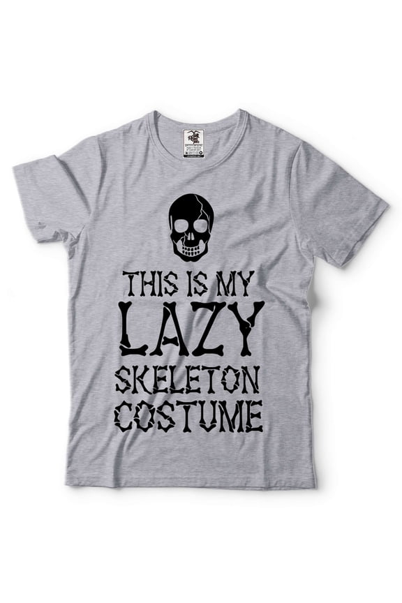 Men's Funny Halloween Costume Lazy Skeleton Shirt This Is My Lazy Skeleton Costume (Small Grey)