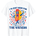 thumbnail image 1 of Men's Funny Hot Dog Graphic T-Shirt, 4th of July Humorous Wiener Theme Crew Neck Short-Sleeve Tee, Casual Patriotic Cotton Apparel for Men, 1 of 8