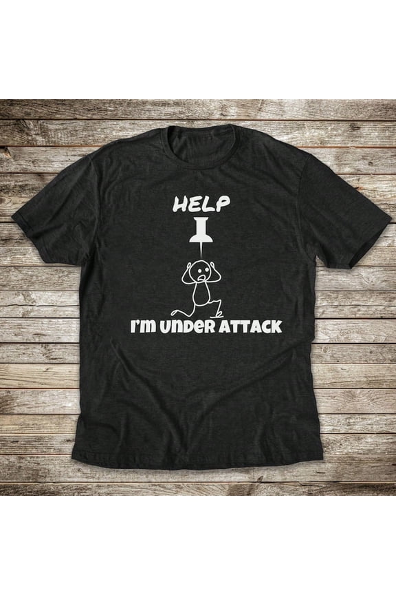 Men's Funny Humorous Stick Figure Under Attack Graphic T-Shirt