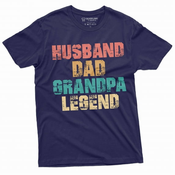 Men's Funny Husband Dad Grandpa Legend T-shirt Birthday Gift Tee Father's day Papa T-shirt (Large Navy Blue)